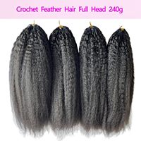 Extensions de cheveux humains 100% vierges bruts, texture Kinky Straight, pour tressage au crochet, sans nœuds, pré-séparées, texture Yaki Straight, effet plume