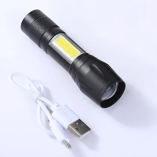 Mini torcia torcia 3 modalità di illuminazione regolabile USB ricaricabile piccola COB Focus zoom torcia per campeggio di emergenza