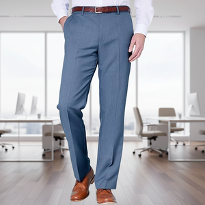 <span class=keywords><strong>Pantalones</strong></span> Casuales de Trabajo para Hombre Leonmeory, de Lona, Transpirables, Ligeros, de Verano, Rectos, Sueltos, de Cintura Media, con Frente Plano - Product Image 4