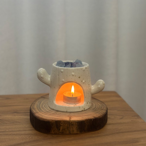 Quemador de Aromaterapia de Porcelana con Forma de Cactus, Calentador de Aceites Esenciales, Fundidor de Cera, Quemador de Incienso con Forma de Planta, Estilo Minimalista - Product Image 2