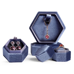 Wholesale Hexagonal Velvet Jewelry Boxes Promise <b>Ring</b> Case Pendant Bangle Bracelet Jewelry <b>Storage</b> Boxes - Product Image 2