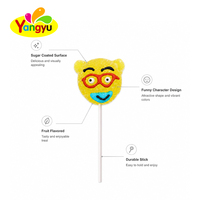 Funny Cartoon Face Shape Soft Lollipop Sugar Coated Gummy Candy