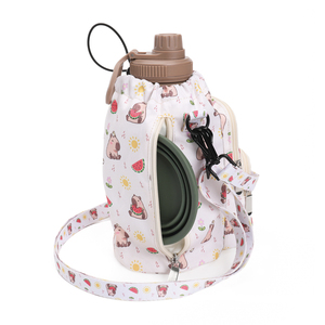 Porte-bouteille d'eau Oxford personnalisé avec poche pour téléphone et distributeur de sacs à déjections canines, sacoche bandoulière pour la marche, la randonnée et les voyages - Product Image 4