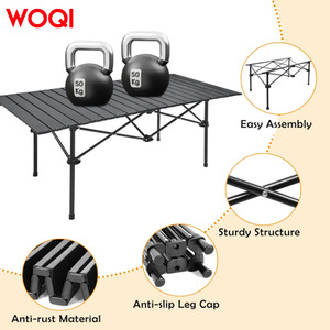Table de camping pliante portable Woqi 120x45.5x55 cm, table d'extérieur en fer pour pique-nique et plage, matériau antirouille - Product Image 1