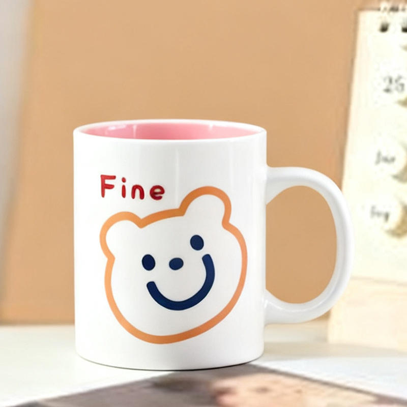 Tasse Smiley Face Tête d'Ours Rose Guérisseur