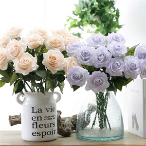 E-1094 Hot-vendita di fiori artificiali di nozze rosa Lattice Reale di Tocco di Fiori di Rosa Sola Rosa - Product Image 2