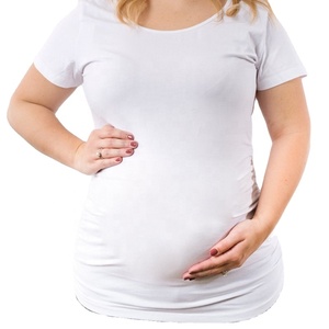 Tops de maternité d'é<span class=keywords><strong>t</strong></span>é en polyester à manches courtes <span class=keywords><strong>T</strong></span>-shirts personnalisés blancs unis de couleur pastel pour femme enceinte - Product Image 1