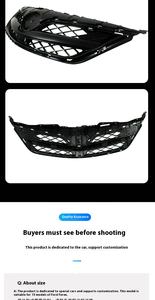 Rejilla delantera de entrada de aire deportiva galvanizada para <span class=keywords><strong>Toyota</strong></span> <span class=keywords><strong>Corolla</strong></span> 2011-2013 parrillas de coche de Material plástico ABS pintadas en negro - Product Image 3