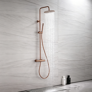 Set <span class=keywords><strong>Doccia</strong></span> <span class=keywords><strong>e</strong></span> <span class=keywords><strong>Vasca</strong></span> da <span class=keywords><strong>Bagno</strong></span> a Parete in Ottone Spazzolato Oro Rosa OEM/ODM <span class=keywords><strong>con</strong></span> Doccetta <span class=keywords><strong>e</strong></span> Asta Scorrevole per Hotel <span class=keywords><strong>e</strong></span> Ville - Product Image 1