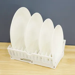 Factory direct selling kitchen table top portable plastic folding dish storage rack collapsible dish drainer drying plate