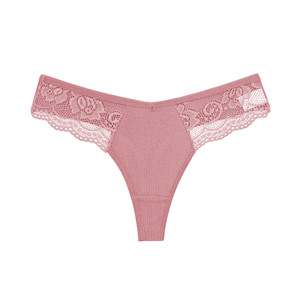 Braguitas de encaje de algodón para mujer, tangas sexys con cintura en V, ropa interior transpirable de color liso, lencería íntima femenina. - Product Image 3