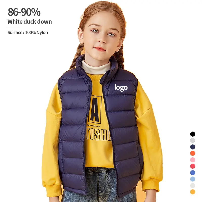 kids puffer vest custom logo winter puffer coat girl windproof sleeveless kids puffer jackets