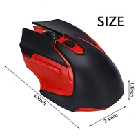 Mouse optik nirkabel 2.4G, tetikus optik nirkabel 1600 DPI untuk bermain game tanpa kabel penerima USB LED untuk komputer portabel Laptop PC Desktop