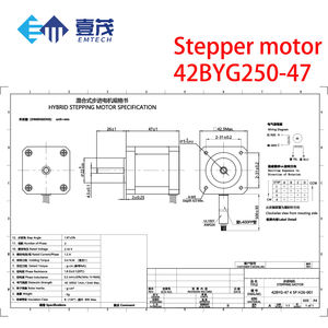 Mini <span class=keywords><strong>Motor</strong></span> Paso a Paso Híbrido <span class=keywords><strong>NEMA</strong></span> <span class=keywords><strong>17</strong></span> de 2 Fases, 24V, 4Nm de <span class=keywords><strong>Torque</strong></span>, Diámetro de Eje de 5.0mm, Modelo 42BYG250-47 - Product Image 5