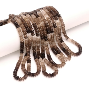 Perles Rondelles Facettées en Quartz Fumé Naturel Taillé à l'Allemand 6MM 7MM Vente en Gros Perles Rondelles Facettées en Quartz Fumé en Vrac Fil de 16 Pouces - Product Image 1
