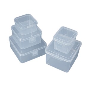 Transparent Square <b>Plastic</b> Storage <b>Box</b> Set Covered Desktop Organizer for Jewelry Tools Electronics Fishing Gear <b>Display</b> - Product Image 5