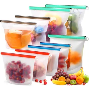 Custom Bpa Free Zip Ziplock Freezer Fresh Reusable Airtight Seal Seal Pour Zipper Kitchen Silicone Food Storage Bag