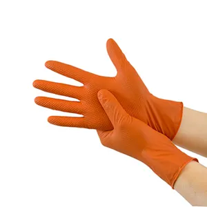 8 Mil nitril Glovees tek kullanımlık nitril Glovees renkler turuncu ağır sanayi nitril Glovees toptan