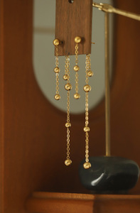 Trendy <b>Tassel</b> <b>Earrings</b> Mid Length Metal Ball Round Pendant Stainless Steel Gold-Plated Party Occasion - Product Image 6