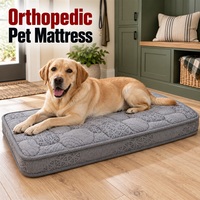 Matelas orthopédique pour chien en gros avec housse en tissu gris amovible et panneaux latéraux imprimés pour la vente au détail d'articles pour animaux de compagnie