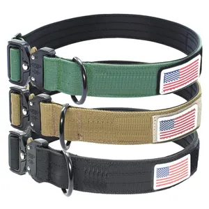Collier de chien de combat tactique avec poignée collier de chien en nylon extérieur durable collier de dressage réglable pour grands chiens K9