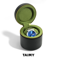 Boîtes à montres en cuir PU, étui de rangement portable pour montres, logo personnalisé, boîtes à montres rondes pour bijoux, boîtes cadeaux pour hommes et femmes, emballage de montres