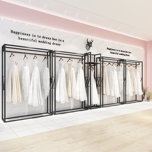 Cửa Hàng Quần Áo Đường Sắt Tầng Thường Vụ Quần Áo Đứng Bán Lẻ Cửa Hàng Cô Dâu Kim Loại Màu Đen Heavy Duty Wedding Dress Hiển Thị Giá - Product Image 6