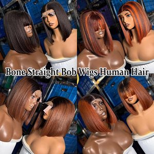Pelucas de Cabello Humano Indio Virgen, Peluca Lisa con Reflejos, Peluca de Encaje Frontal 13x4 sin Pegamento, Pelucas de Encaje Completo HD para Mujer - Product Image 3