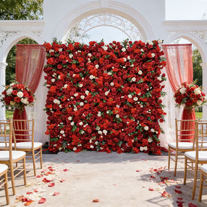 Panneaux muraux de fleurs artificielles réalistes pour la décoration d'événements festifs, mur de fleurs en soie de luxe imperméable - Product Image 1