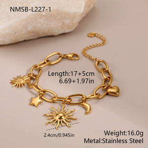 Collar con Colgante de Sol y Luna Vintage de Alta Gama, en Oro, con Cadena de Acero Inoxidable, Accesorio de Mano, Pulsera, Venta al por Mayor - Product Image 3