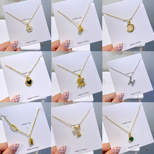 Collar de cadena de bambú con forma de corazón de cobre, estilo coreano, de lujo ligero, inspirado en diseñadores, para mujer, moderno y versátil - Product Image 1
