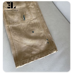 LARSUR <span class=keywords><strong>Pantalon</strong></span> de charpentier personnalisé en toile double genou avec lavage de détresse en usine <span class=keywords><strong>Pantalon</strong></span> de travail tactique patchwork <span class=keywords><strong>Pantalon</strong></span> cargo évasé - Product Image 4