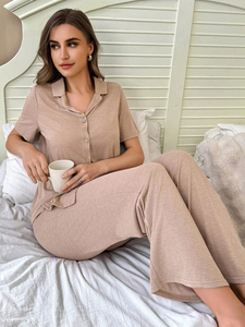 Custom <strong>Summer</strong> Modal Sleepwear Notched Collar Cotton <strong>Pyjamas</strong> Women Short Sleeve Bamboo Pajamas Sets <strong>for</strong> Women - Product Image 5