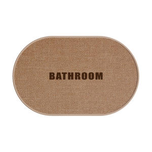 Alfombra de baño ovalada de fibra de poliéster absorbente de secado rápido con diseño minimalista para baño - Product Image 1