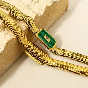 fashion gold plating Chunky Snake Snake Chain Bracelets Shell Bracelet Flat Stainless Steel Bracelet Bangle Women