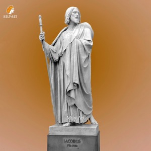 Estatua de San Tomás Apóstol Tallada a Mano en Piedra Natural de Mármol, Tamaño Real - Product Image 5