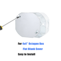 Couvercle de boîte de jonction en métal pour luminaires muraux et de plafond, couvercle de boîte octogonal de 4 "en acier plat vierge
