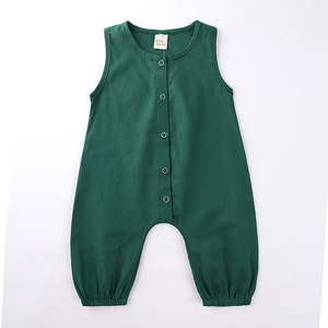Mameluco de Lino y Algodón para Bebé de 6 a 9 <span class=keywords><strong>Meses</strong></span>, Sin Mangas, con Botones al Frente, Transpirable, Ropa de Verano para Bebé, Trajes para Recién Nacidos, Niños y Niñas - Product Image 2