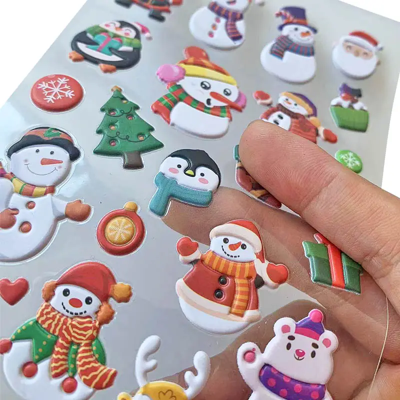 Vendas diretas da fábrica personalizadas Feliz Natal crianças brinquedos educativos dos desenhos animados crianças adesivos 3D inchados