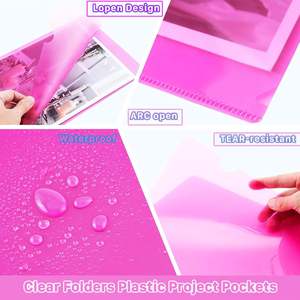 YS 45 pièces PP dossiers de présentation 12.2x8.7 "Transparent L-Type manches <span class=keywords><strong>projet</strong></span> poches A4/lettre taille 10 couleurs pour école/bureau - Product Image 3