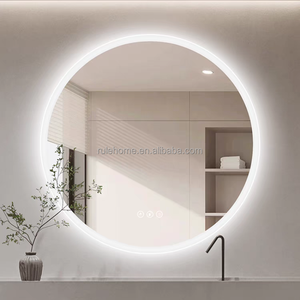 <span class=keywords><strong>Miroir</strong></span> décoratif <span class=keywords><strong>mural</strong></span> intelligent à LED tactile en verre <span class=keywords><strong>rond</strong></span> moderne pour salle de bain - Product Image 5