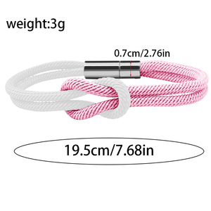 <span class=keywords><strong>Bracelet</strong></span> bicolore européen et américain noir et blanc à 8 noeuds en corde de Milan tissé réglable cadeau de Saint Valentin pour hommes et femmes - Product Image 3