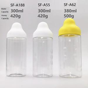 250g/180ml 420g/300ml 500g/380Ml botella cuadrada de plástico <span class=keywords><strong>para</strong></span> frutas y miel tapa de pezón contenedor de embalaje de grado alimenticio tapa de boca puntiaguda - Product Image 2