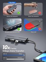 Hub USB-C DockteckExpand 5-en-1 avec adaptateur double HDMI et ports USB 3.0 pour ordinateurs portables et tablettes