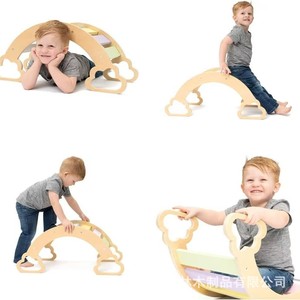 Children's climbing <b>frame</b> arch bridge style home baby exercise wooden climbing <b>frame</b> <b>play</b> small rocking chair solid wood - Product Image 5