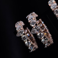 Bague Éternité sur Mesure en Or Rose Massif 10K, avec Diamants de Laboratoire CVD Glacés de 50 Points sur les Côtés, pour Hommes