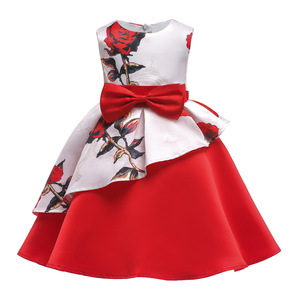 Vestido Infantil de Primavera y Verano con Estampado Irregular y Lazo para Niñas - Product Image 3