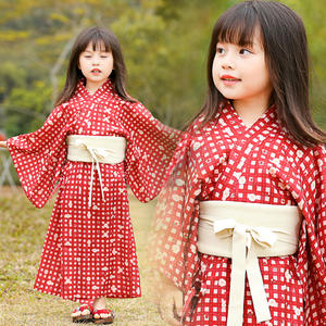 Yukata-Kimono japonés de primavera para madre e <span class=keywords><strong>hija</strong></span>, ropa a juego, traje para padres e hijos, cárdigan con estampado a cuadros, bata con cinturón Obi - Product Image 3