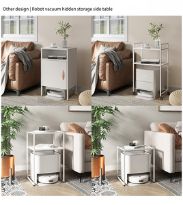 Robot Vacuum Cleaner Hidden Storage <b>Cabinet</b> With Glass Doors Stand <b>Sideboard</b> Bar for Kitchen Living Room RS-01 Modern Design - S - Product Image 2