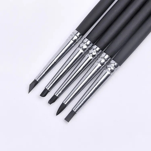 Garder le sourire 5 pièces/ensemble ongles Silicone brosse dessin peinture stylo peinture Liner stylo acrylique <span class=keywords><strong>Gel</strong></span> brosse noir Nail Art pinceaux - Product Image 1